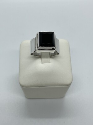 Sterling Silver Square Chunky Black Onyx Ring