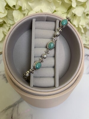 Sterling Silver Turquoise Pearl Bracelet