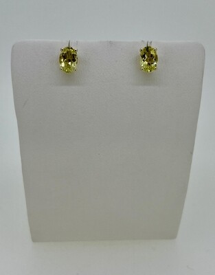 9ct Yellow Gold Lemon Quartz Claw Set Stud Earrings