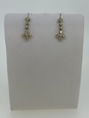 9ct Gold Diamond Cross Design Drop Earrings 0.34ct