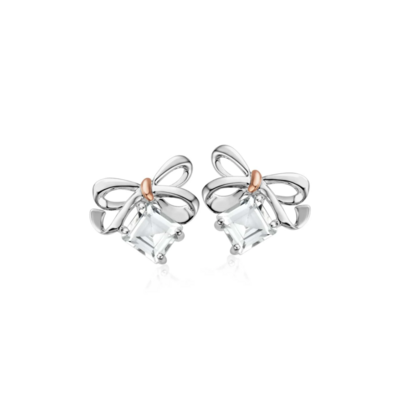 Clogau Gold Sterling Silver Christmas Bow Topaz Earrings