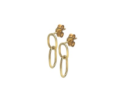 9ct Yellow Gold Double Link Drop Earrings