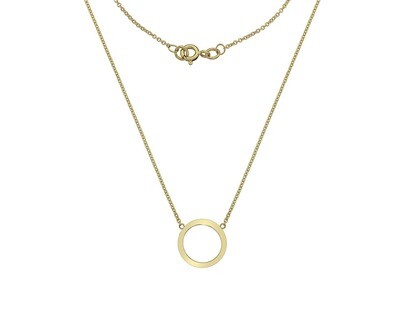 9ct Yellow Gold Circle Necklace 18"