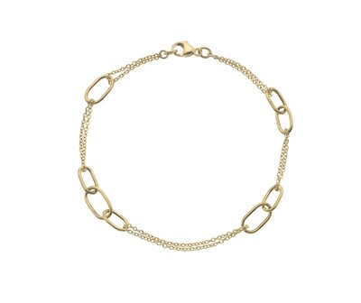 9ct Yellow Gold Oval Link Chain Station Bracelet
