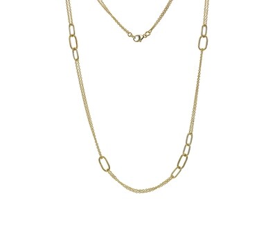 9ct Yellow Gold Oval Link Chain Station Necklace 18"