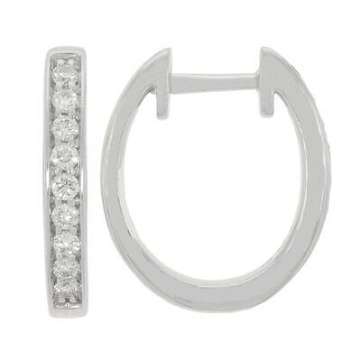 9ct White Gold Diamond Hoop Earrings 0.25ct