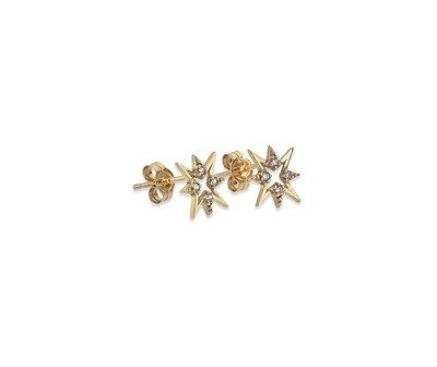 9ct Yellow Gold Starburst CZ Stud Earrings