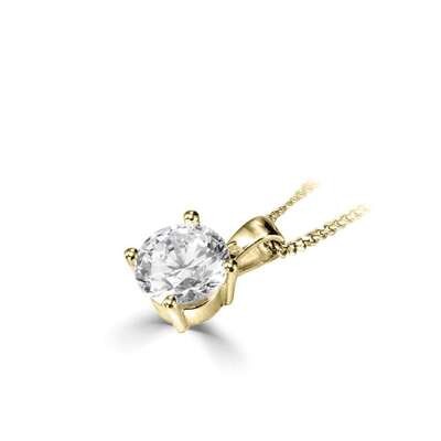 18ct Yellow Gold Diamond Solitaire 4 Claw Pendant 0.40ct