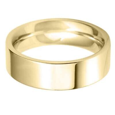 9ct Yellow Gold Heavy Weight Flat Court Shape Band Ring