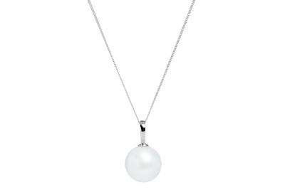 9ct White Gold White Nucleated Pearl Pendant 14-15mm
