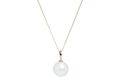 9ct Yellow Gold White Nucleated Pearl Pendant 14-15mm