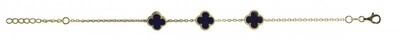 Vintage Design Sterling Silver Lapis Flower Bracelet Gold Plated