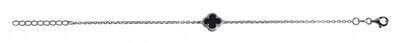 Vintage Design Sterling Silver Black Agate Flower Bracelet