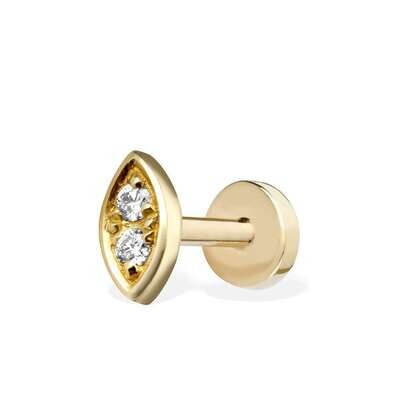 18ct Yellow Gold Diamond Marquise Labret Stud Earring