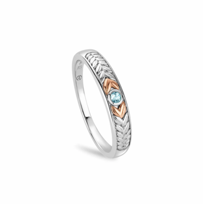 Clogau Gold Sterling Silver Lilibet Sky Blue Topaz Band Ring