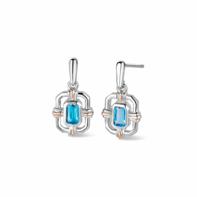 Clogau Gold Sterling Silver Enchanted Gateways Swiss Blue Topaz Drop Earrings