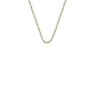 Sterling Silver Yellow Gold & Rhodium Plated Bead Chain