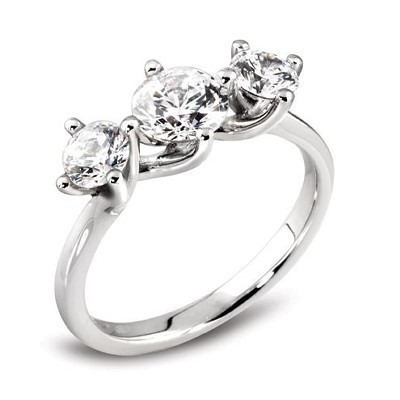 Platinum Diamond Brilliant Cut Three Stone Ring 0.66ct