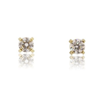 18ct Yellow Gold Diamond Four Claw Stud Earrings 0.49ct