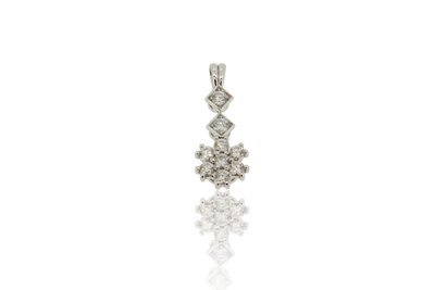 18ct White Gold Diamond Snowflake Cluster Pendant 0.35ct