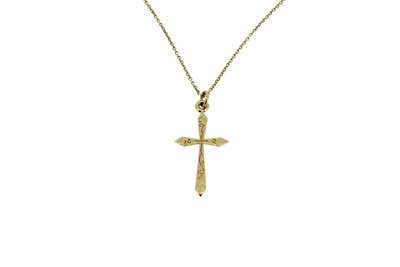 9ct Yellow Gold Ornate Pointed Cross Pendant