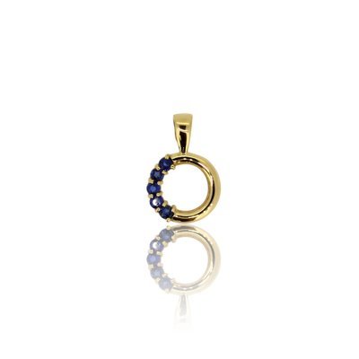9ct Yellow Gold Blue Sapphire Circle Pendant