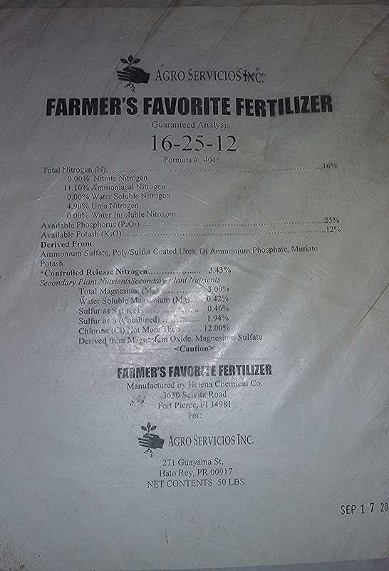 Favourite Fertilizer 16-25-12 (Guaranteed Analysis)