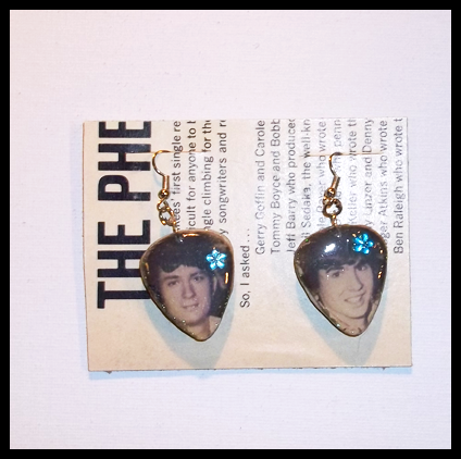 Monkees Guitar Pick Earrings with Mike & Davy