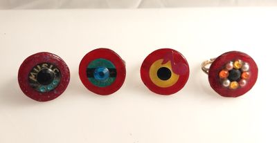 Mini Record Rings made from vinyl records