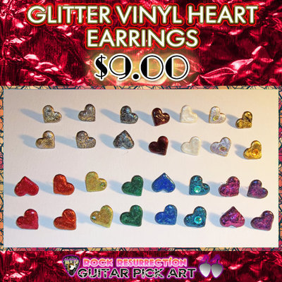 Glitter Vinyl Heart Earrings