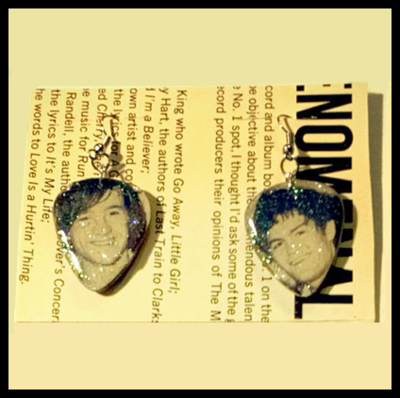 Monkees Guitar Pick Earrings with Peter & Micky
