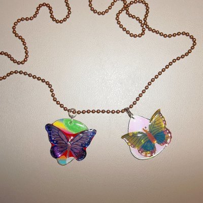 Metallic Butterfly Guitar Pick Pendants