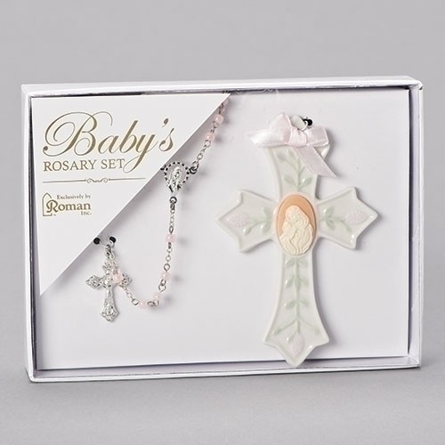 2PC ST BABY GIRL ROSARY/CROSS
