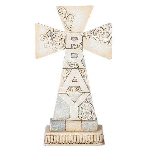 10.5&quot;H PRAY TABLETOP CROSS