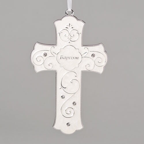 7.25&quot; Pearl White Glossy Baptism Cross