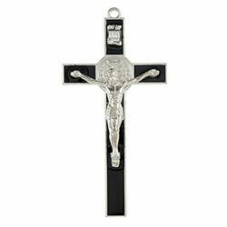 8" St. Benedict Black Enamel Wall Crucifix
