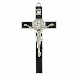 8&quot; St. Benedict Black Enamel Wall Crucifix