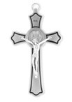 8&quot; BRUSH NICKEL ST. BENEDICT CRUCIFIX WITH ENAMEL OUTLINE