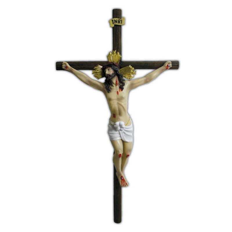 13 1/4&quot; RESIN LOG CRUCIFIX