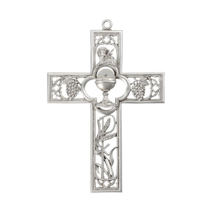 6&quot; Genuine Pewter First Communion Cross With Chalice