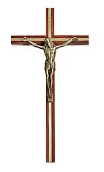 10&quot; Walnut Gold Inlay Crucifix