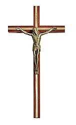 10" Walnut Gold Inlay Crucifix