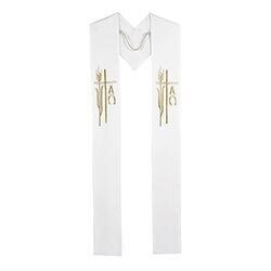 Embroidered Alpha Omega Stole White