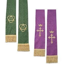 Jacquard Purple/ Green Reversible Priest Stole