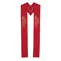 Embroidered Alpha Omega Priest Stole Red