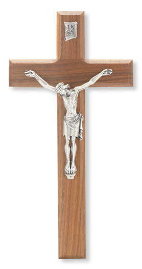 Genuine Walnut Cross/Crucifix with Antique Italian Corpus 11"