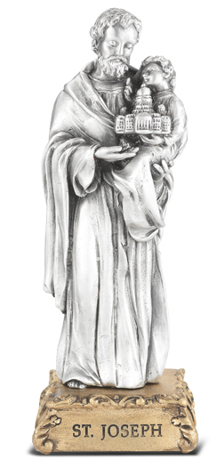 St. Joseph Pewter Statue on Base 4.5"
