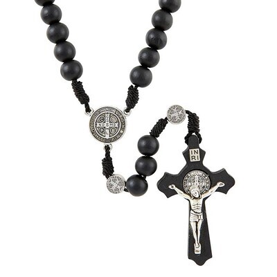 Saint Benedict Paracord Wood Rosary - Black