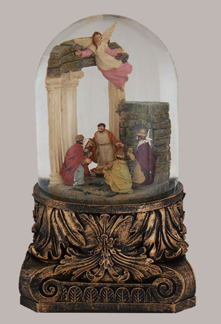 8" Musical Nativity Snow Globe Glitterdome