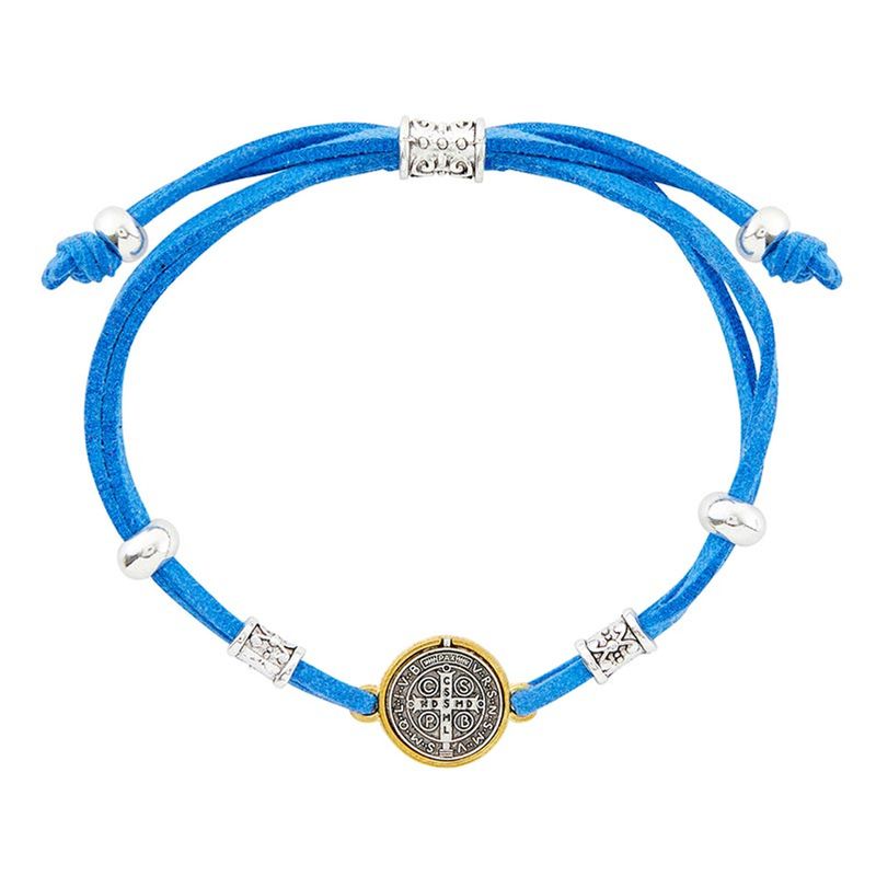 Blue St. Benedict Medal Cord Bracelet